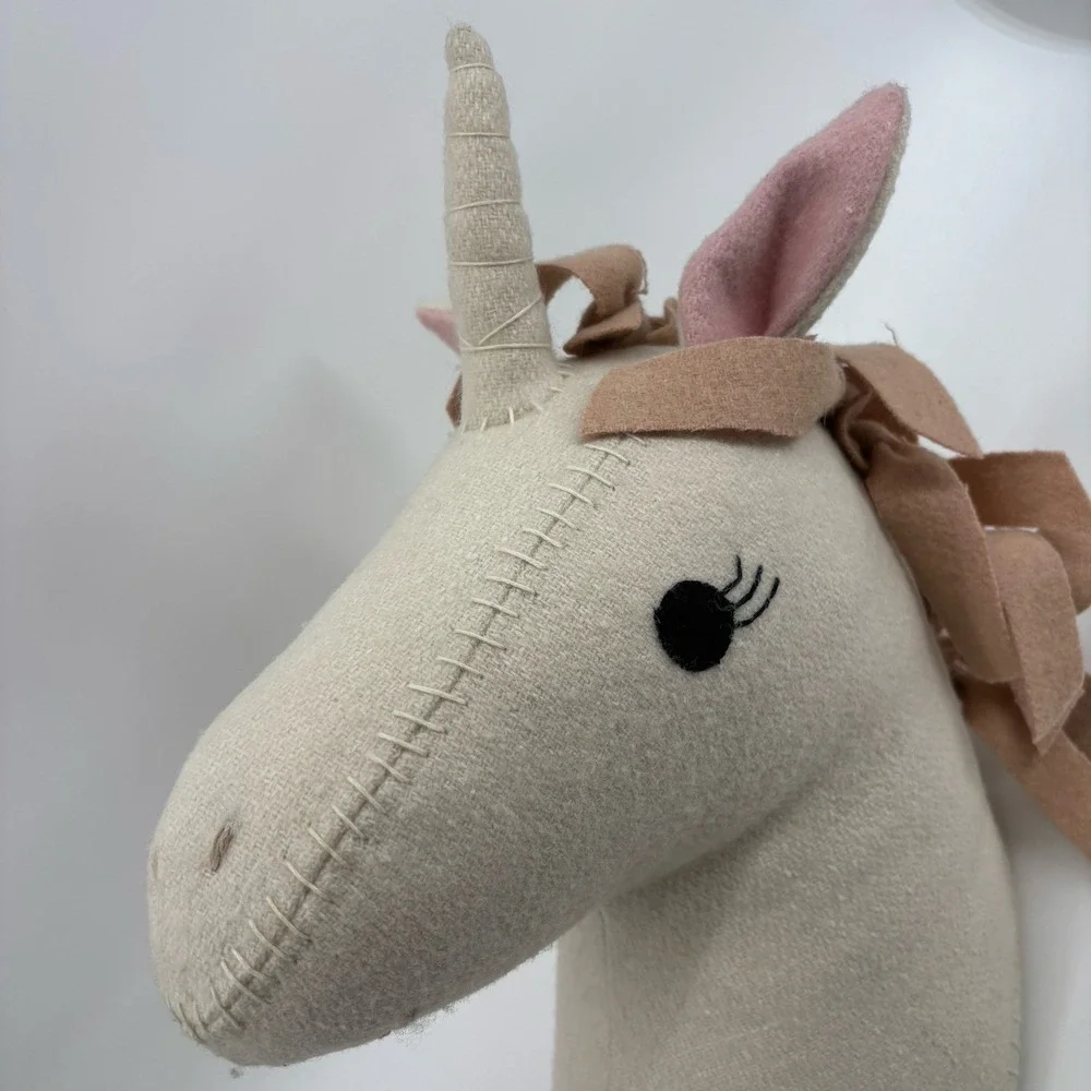 Unicorn Plush Head Wall Mount Faux‎ Taxidermy Plush Nursery Pillowfort Decor